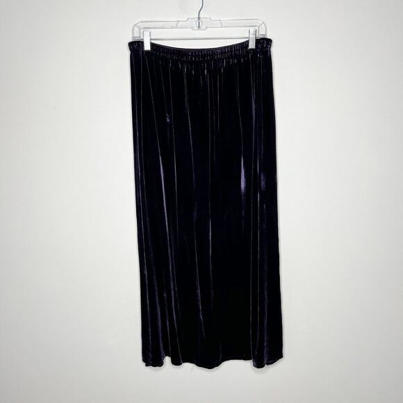 Eileen Fisher Skirt Womens Small Purple Velvet Maxi Silk Blend Elastic Waist - Picture 1 of 11